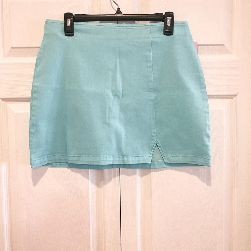 Wild Fable Women Stretchy Glitter Turquoise Colored Mini Skirt Size 12 - Picture 7 of 15